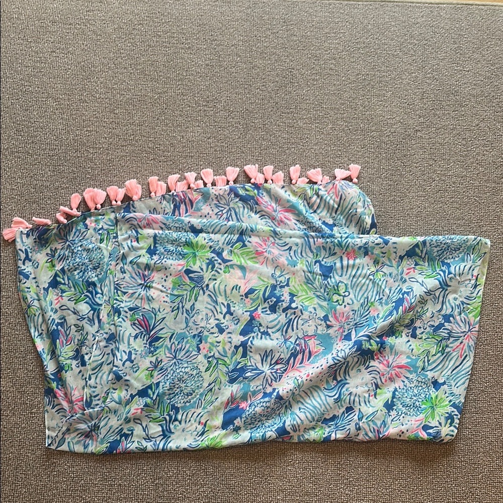 Lily Pulitzer Scarf with Pink Tassels